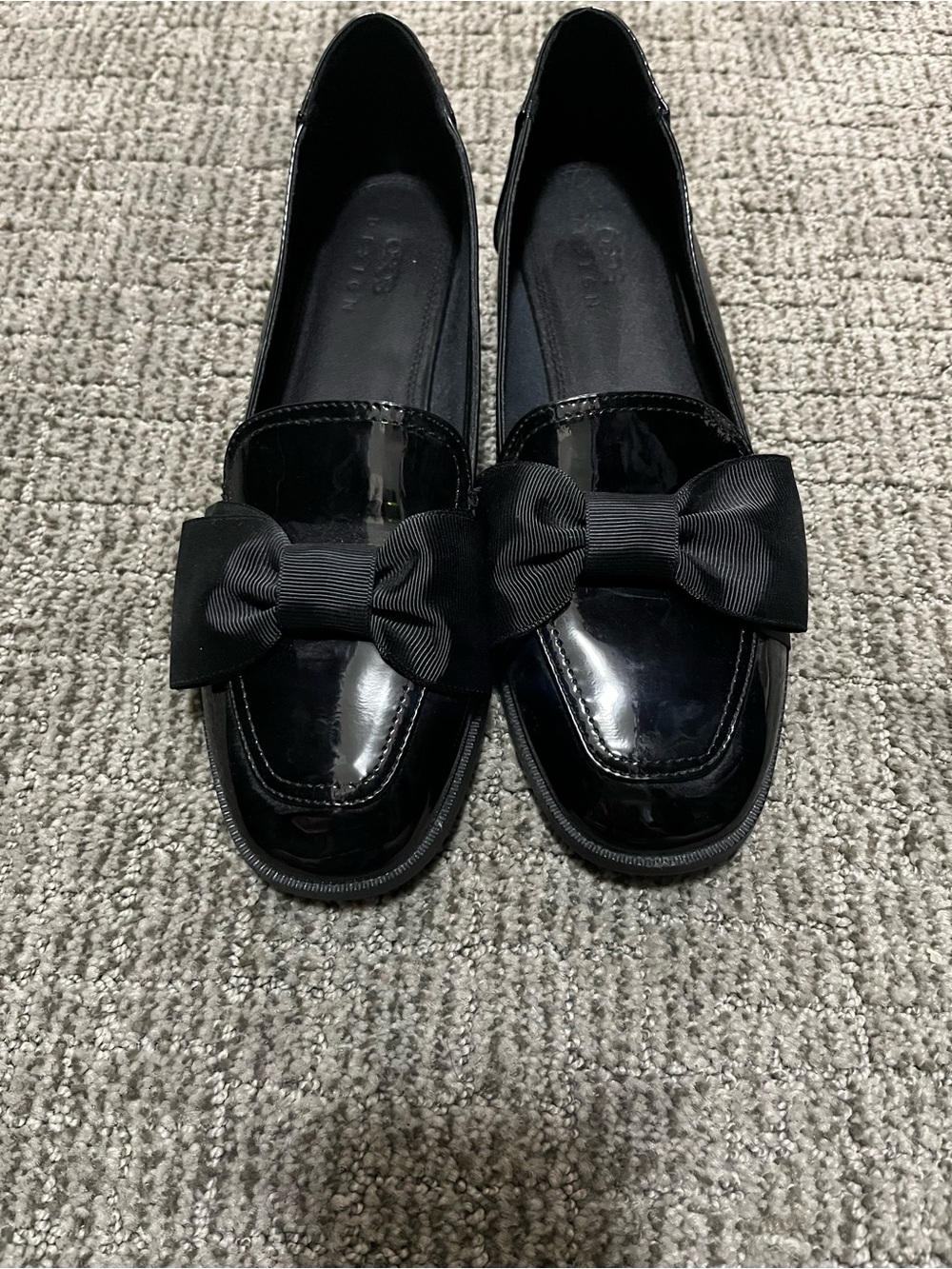 ASOS Black Patent Bow Loafers - Women's Slip-On Flats